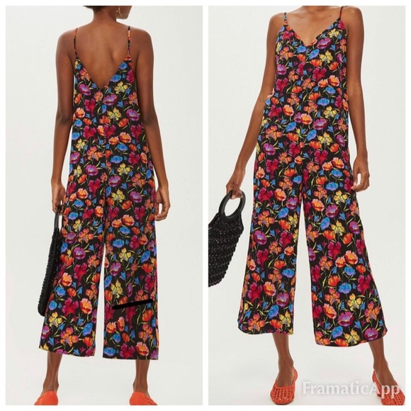 Topshop Other - Topshop floral jump suit wile leg spaghetti straps